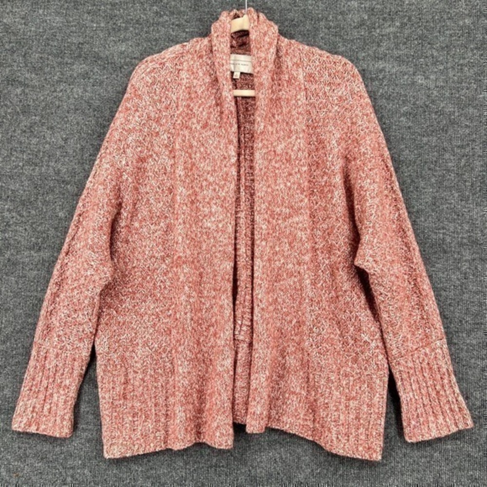 Angel of the North Sweater Womens M Pink Cardigan Alpaca Shawl Collar Open Front